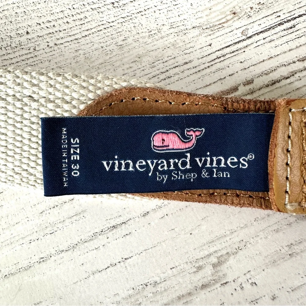 VINEYARD VINES Leather Silk Pool Scene Blue Crush Belt 30 Beach